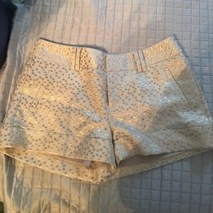 LC Lauren Conrad Ivory w/ Gold Dots Lined Shorts